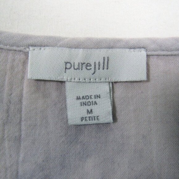 J Jill Pure Jill Gray Tie Dye Embroidered Peasant Tunic Top Size M Petite Boho - Picture 7 of 10
